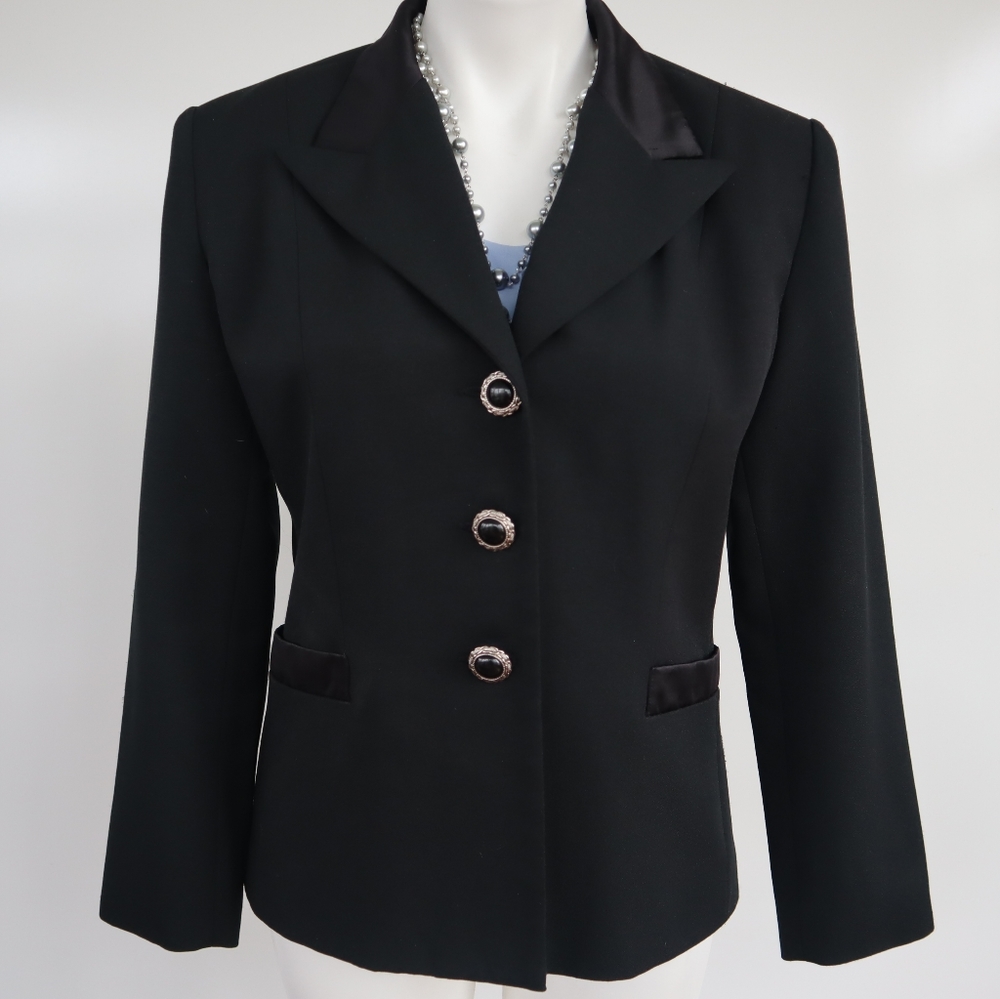 JULES MILLER Black 3 Button Fashion Blazer Size 12